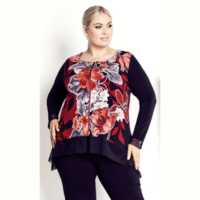 Women's Plus Size Chelsea Zip Front Top - Black | AVENUE 10 Women's Plus Size Chelsea Zip Front Top - Black | AVENUE - Image 8
