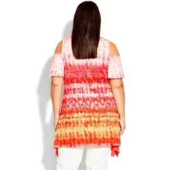 Women's Plus Size Tuscan Sun Cold Shoulder Tunic - Rose | AVENUE