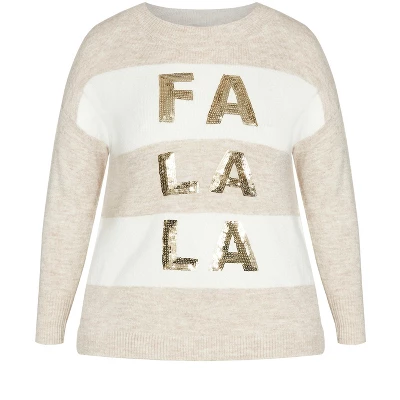 Women's Plus Size Fa La La Sweater - Beige | AVENUE 6 Women's Plus Size Fa La La Sweater - Beige | AVENUE - Image 4