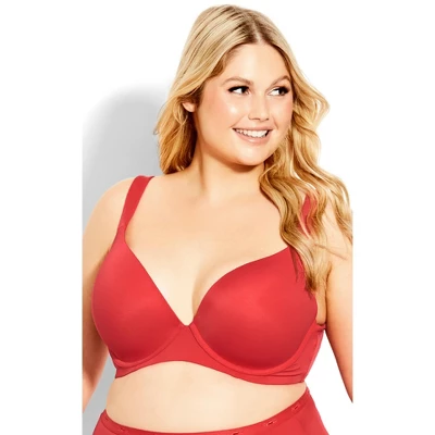 Women's Plus Size Fashion Plunge Bra - Rose Red | AVENUE 6 Women's Plus Size Fashion Plunge Bra - Rose Red | AVENUE - Image 4