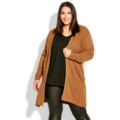 Women's Plus Size Meadow Mews Cardigan - Gold Spice | AVENUE 7 Women's Plus Size Meadow Mews Cardigan - Gold Spice | AVENUE - Image 5