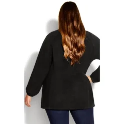 Alternative view of Women's Plus Size Polar Fleece Zip Jacket - Black | AVENUE
