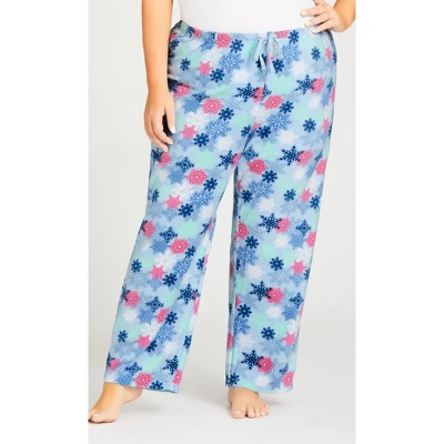 Women's Plus Size Snowflake Fleece Sleep Pant - Blue | AVENUE 3 Women's Plus Size Snowflake Fleece Sleep Pant - Blue | AVENUE