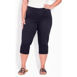 Women's Plus Size Butter Denim Pull On Crop - Black | AVENUE 18 Women's Plus Size Butter Denim Pull On Crop - Black | AVENUE -Avenue Shop GUEST 8045cbdb 91dd 4d41 bfbc 5e04b6f699a5