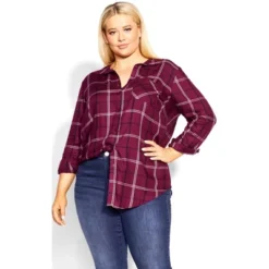 Women's Plus Size Kylee Check Shirt - Berry | AVENUE 18 Women's Plus Size Kylee Check Shirt - Berry | AVENUE -Avenue Shop GUEST 8077ddf1 028e 43cd aa91 f86bbfb3d08f