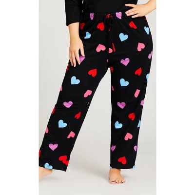 Women's Plus Size Full Length Heart Sleep Pant - Black | AVENUE 3 Women's Plus Size Full Length Heart Sleep Pant - Black | AVENUE - Image 2