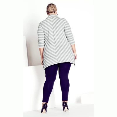 Women's Plus Size Emily Panel Stripe Tunic - Ivory | AVENUE 3 Women's Plus Size Emily Panel Stripe Tunic - Ivory | AVENUE