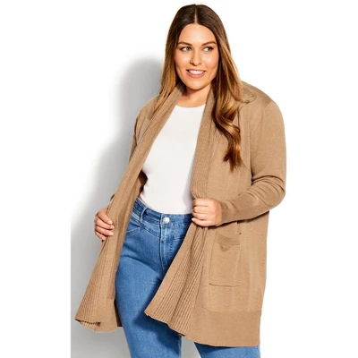 Women's Plus Size Accentuated Neck Cardigan - Black | AVENUE 6 Women's Plus Size Accentuated Neck Cardigan - Black | AVENUE - Image 4