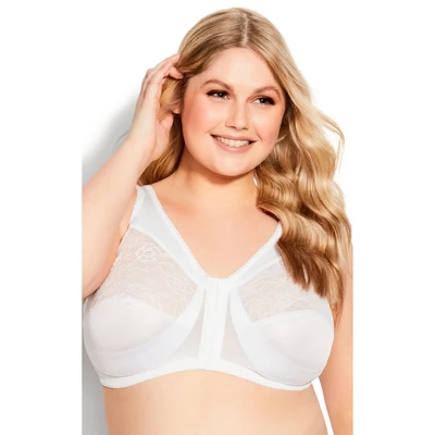 Women's Plus Size Full Coverage Wire Free Bra - White | AVENUE 8 Women's Plus Size Full Coverage Wire Free Bra - White | AVENUE - Image 6