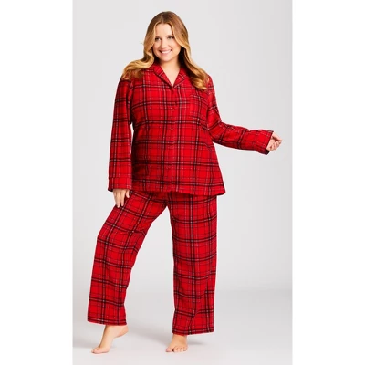 Women's Plus Size Fleece Check Pant - Red | AVENUE 8 Women's Plus Size Fleece Check Pant - Red | AVENUE - Image 6