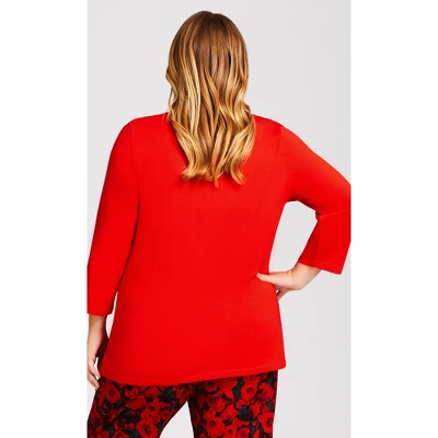 Women's Plus Size Slogan Sleep Top - Red | AVENUE 4 Women's Plus Size Slogan Sleep Top - Red | AVENUE - Image 2