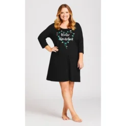 Women's Plus Size Winter Sleep Shirt - Black | AVENUE 13 Women's Plus Size Winter Sleep Shirt - Black | AVENUE -Avenue Shop GUEST 860a2fe4 d559 461d 8fcd 6ce0b5749808