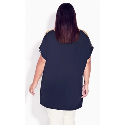 Women's Plus Size Mixed Media Border Top - Sundaze Border | AVENUE 3 Women's Plus Size Mixed Media Border Top - Sundaze Border | AVENUE