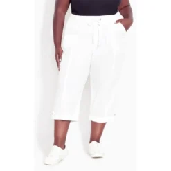 Women's Plus Size Cotton Roll Up Capri - White | AVENUE 13 Women's Plus Size Cotton Roll Up Capri - White | AVENUE -Avenue Shop GUEST 867f58a5 c2b3 476a a731 41102ae217ae