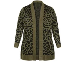 Alternative view of Women's Plus Size Longline Print Cardigan - Olive | AVENUE