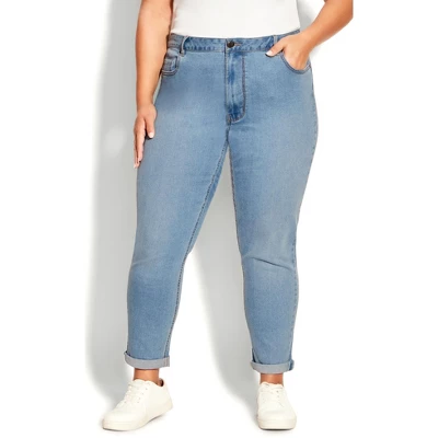 Women's Plus Size Stretch Girlfriend Jean Light Wash - Tall | AVENUE 5 Women's Plus Size Stretch Girlfriend Jean Light Wash - Tall | AVENUE - Image 3