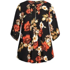 Alternative view of Women's Plus Size Eastbrook Print Top - Black | AVENUE