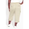 Women's Plus Size Cotton Roll Up Capri - Sand | AVENUE