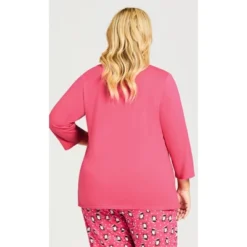 Alternative view of Women's Plus Size Cold Outside Sleep Top - Pink | AVENUE