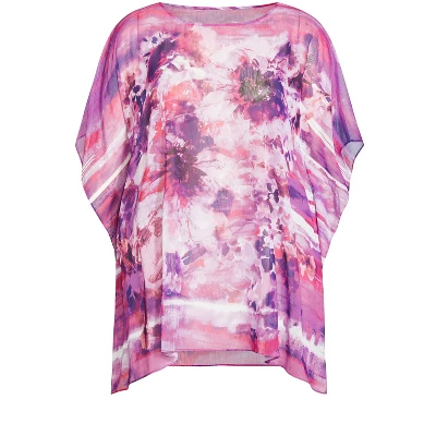 Women's Plus Size Watercolor Poncho - Purple Watercolor | AVENUE 4 Women's Plus Size Watercolor Poncho - Purple Watercolor | AVENUE - Image 2