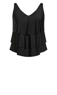 Alternative view of Women's Plus Size V Tiered Tankini Top - Black | AVENUE