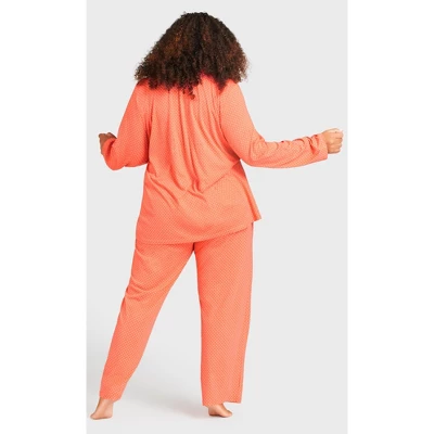 Women's Plus Size Button Print Sleep Top - Peach Spot | AVENUE 5 Women's Plus Size Button Print Sleep Top - Peach Spot | AVENUE - Image 3