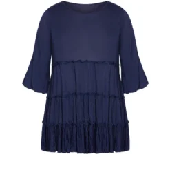 Alternative view of Women's Plus Size Tier Crush Tunic - Navy | AVENUE