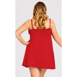 Women's Plus Size Lace Trim Chemise - Red | AVENUE