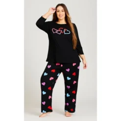 Women's Plus Size Full Length Heart Sleep Pant - Black | AVENUE 6 Women's Plus Size Full Length Heart Sleep Pant - Black | AVENUE -Avenue Shop GUEST 92e50727 2da6 4b7a a8f4 cf6979167c28
