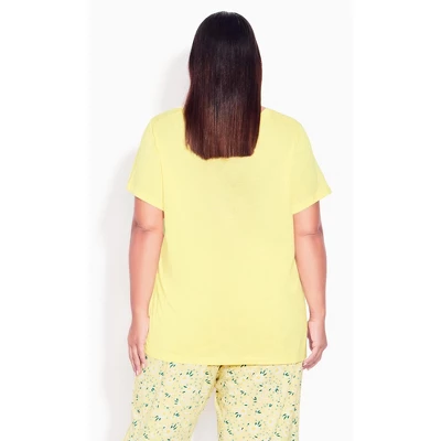 Women's Plus Size Short Sleeve Great Day Sleep Top - Yellow | AVENUE 4 Women's Plus Size Short Sleeve Great Day Sleep Top - Yellow | AVENUE - Image 2