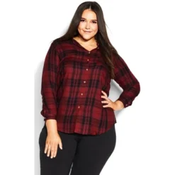 Women's Plus Size Kylee Plaid Shirt - Sangria | AVENUE 17 Women's Plus Size Kylee Plaid Shirt - Sangria | AVENUE -Avenue Shop GUEST 961f1a76 0ad7 4269 9742 eb246eac6ced