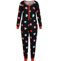 Women's Plus Size Heart Print Onesie - Black | AVENUE -Avenue Shop GUEST 9767debf 7126 4668 a3a8 8dbee6ca396e