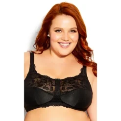 Alternative view of Women's Plus Size Lace Soft Cup Wire Free Bra - Black | AVENUE