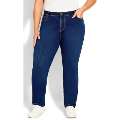 Women's Plus Size Butter Denim Straight Leg Jean Dark Wash - Petite | AVENUE 3 Women's Plus Size Butter Denim Straight Leg Jean Dark Wash - Petite | AVENUE