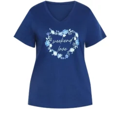 Alternative view of Women's Plus Size Weekend Love Sleep Top - Navy | AVENUE