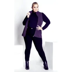 Alternative view of Women's Plus Size Polar Fleece Vest - Plum | AVENUE