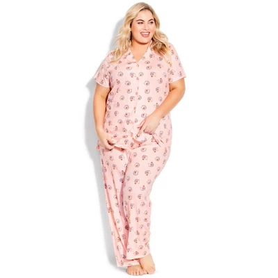 Women's Plus Size Hedgehog Button Sleep Top - Pink | AVENUE 8 Women's Plus Size Hedgehog Button Sleep Top - Pink | AVENUE - Image 6