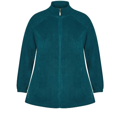 Women's Plus Size Polar Fleece Zip Jacket - Emerald | AVENUE 8 Women's Plus Size Polar Fleece Zip Jacket - Emerald | AVENUE - Image 6