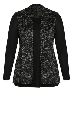 Women's Plus Size Hacci Plain Duet Top - Black | AVENUE 4 Women's Plus Size Hacci Plain Duet Top - Black | AVENUE - Image 2