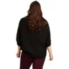 Women's Plus Size Textured Knit Poncho - Black | AVENUE