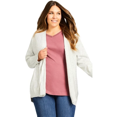 Women's Plus Size Grace Cardigan - Ivory | AVENUE 5 Women's Plus Size Grace Cardigan - Ivory | AVENUE - Image 3