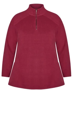 Alternative view of Women's Plus Size Polar Fleece Pocket Tunic - Cherry | AVENUE