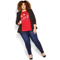 Alternative view of Women's Plus Size Multi Tree Sweat Top - Red | AVENUE