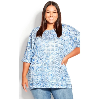 Women's Plus Size Leid Back Top - Light Blue | AVENUE 7 Women's Plus Size Leid Back Top - Light Blue | AVENUE - Image 5