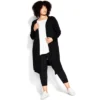 Women's Plus Size Bamboo Lounge Cardigan - Black | AVENUE