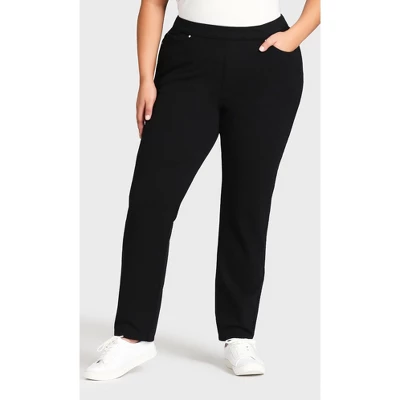 Women's Plus Size Knit Pull On Jean Black - Petite | AVENUE 7 Women's Plus Size Knit Pull On Jean Black - Petite | AVENUE - Image 5
