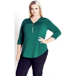 Women's Plus Size Chloe Zip Plain Top - Teal | AVENUE 14 Women's Plus Size Chloe Zip Plain Top - Teal | AVENUE -Avenue Shop GUEST a71fb519 97df 4f94 9327 5ea079cdae56