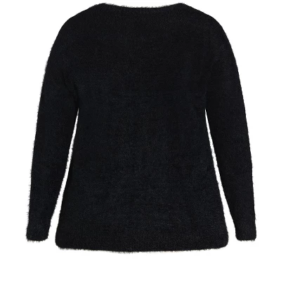 Women's Plus Size Snow Sparkle Sweater - Black | AVENUE 7 Women's Plus Size Snow Sparkle Sweater - Black | AVENUE - Image 5