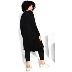 Alternative view of Women's Plus Size Bamboo Lounge Cardigan - Black | AVENUE