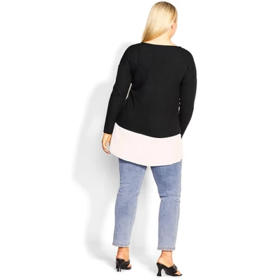 Women's Plus Size Dakota Duet Top - Black | AVENUE 3 Women's Plus Size Dakota Duet Top - Black | AVENUE